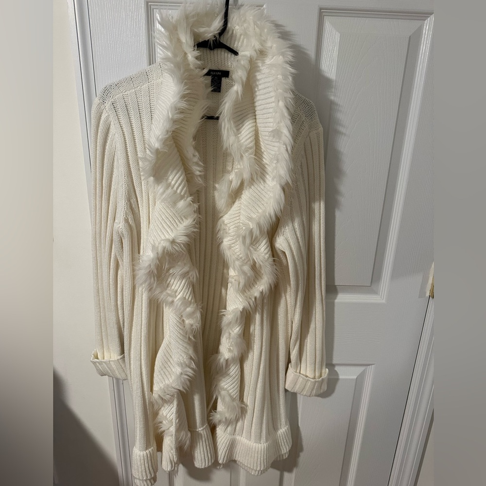 Algani faux fir and knit sweater .
